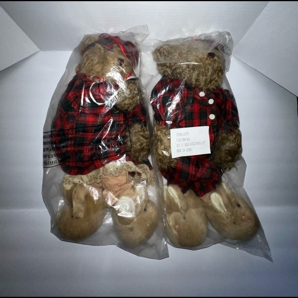 Teddy Bears IN PJ’S NWT VINTAGE (set of 2) I BOY & 1 GIRL - Picture 3 of 4